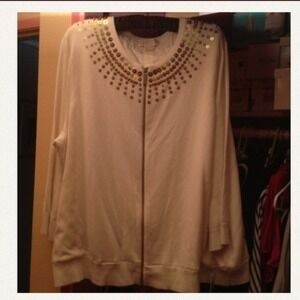 Beaded neck cardigan